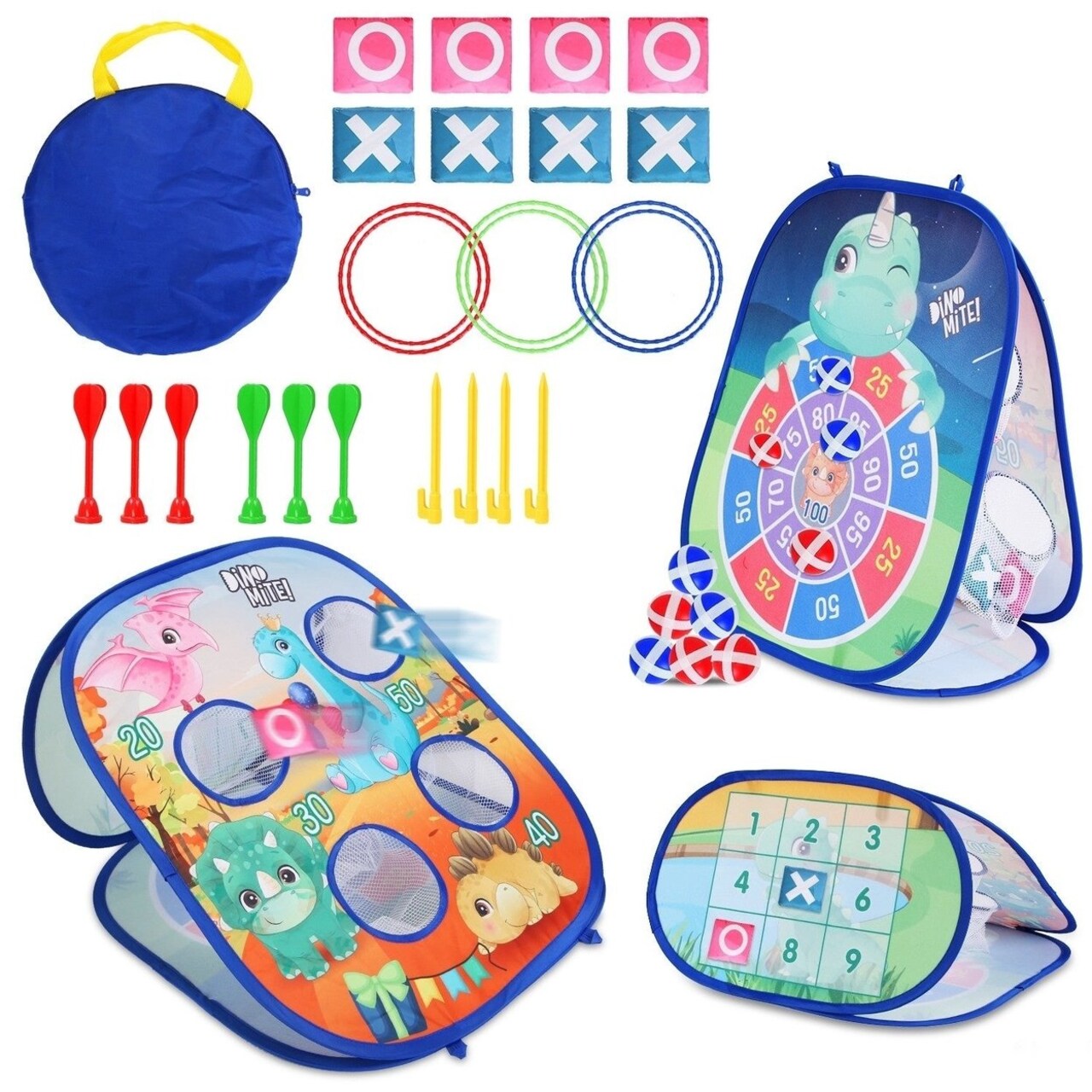 5 In 1 Bean Bag Toss Game Toy Corn Hole Game Beanbag Toss Game Dart Board Game Loop Toss Game Outdoor Activities Party